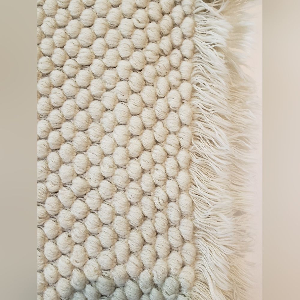 Textured Cream Infinity Scarf with Fringe